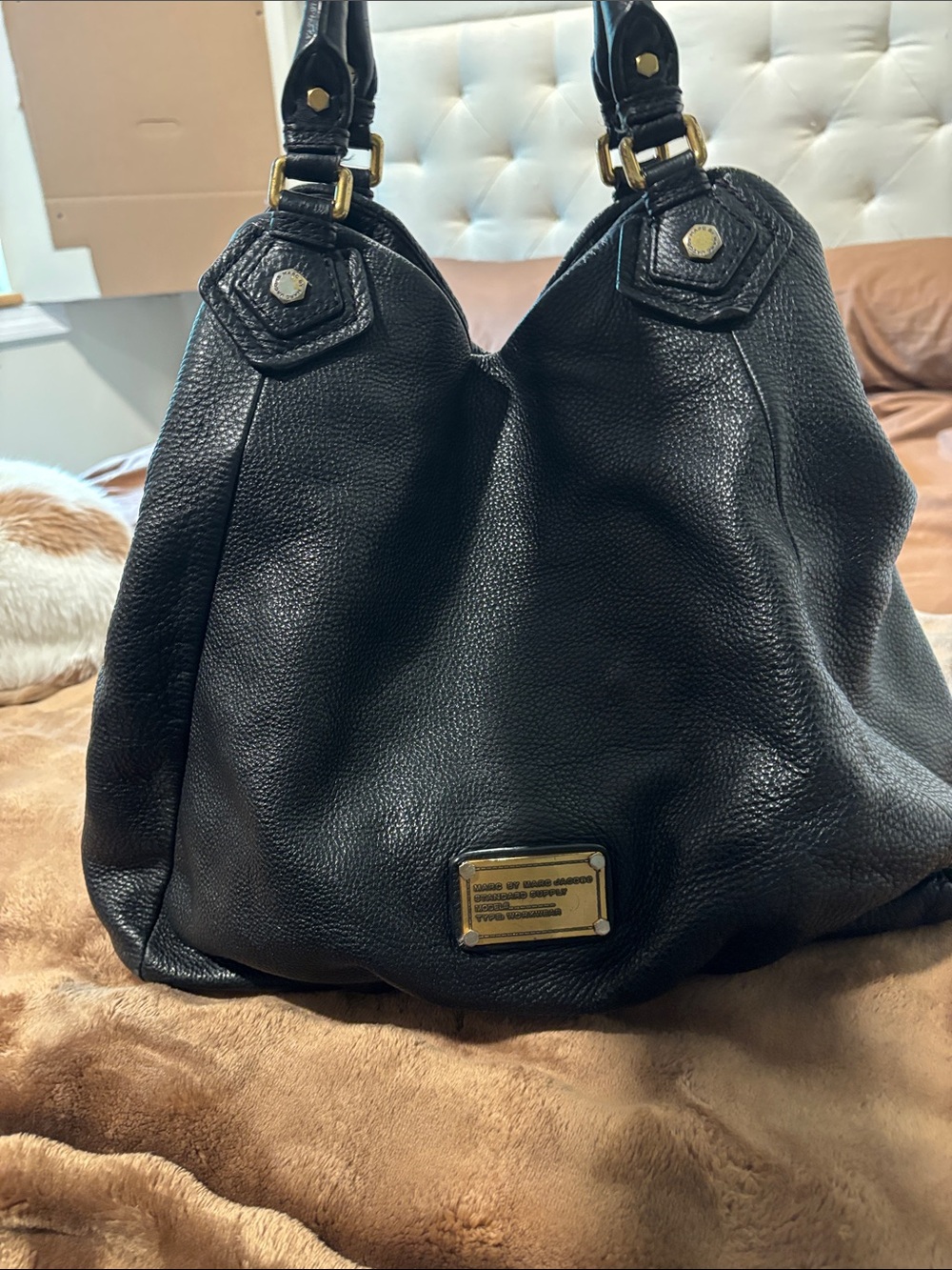 Marc by Marc Jacobs Black Pebbled Leather Shoulder Hobo